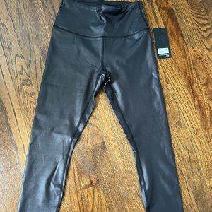 90 Degree By Reflex Womens High Waist High Shine Faux Leather Disco Ankle Leggin